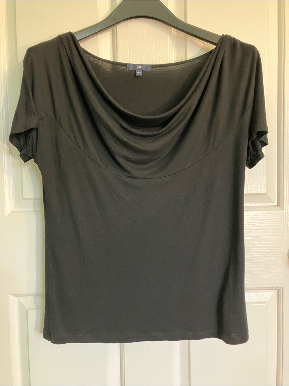 GAP Black Draped Cowl Neck Short Sleeve Top